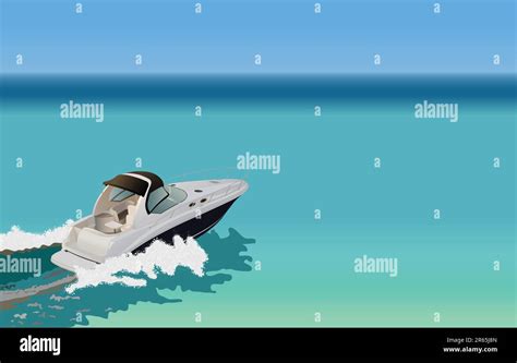 Luxury White Boat Crossing The Sea Stock Vector Image And Art Alamy