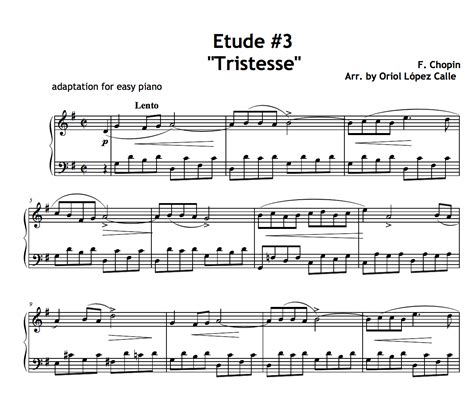 Etude 3 Tristesse Chopin Easy Piano Sheet Music Pdf My