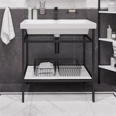 Консоль DIWO Смоленск 80 с раковиной Moduo 80, напольная, с полками ...