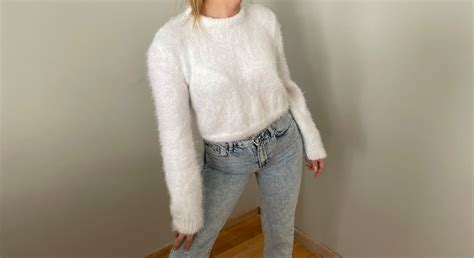 Fluffy White Mohair Sweater Knit Sweater Handmade Sweater Crop