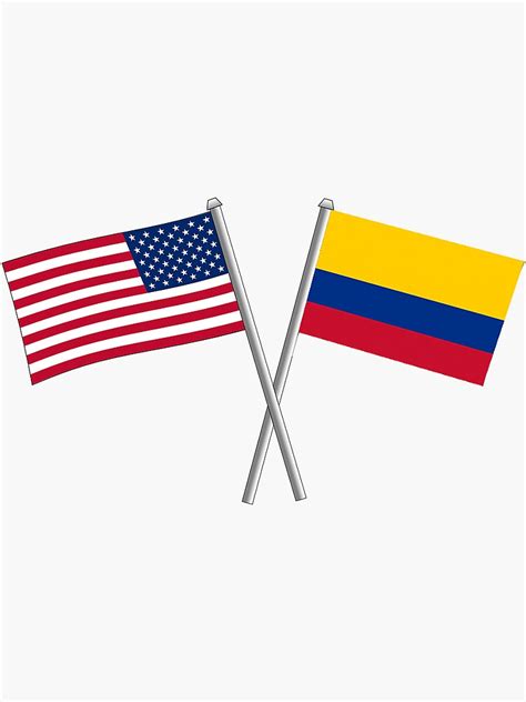 Usa And Colombia Flags United Sticker Sticker For Sale By Bibianoda Redbubble