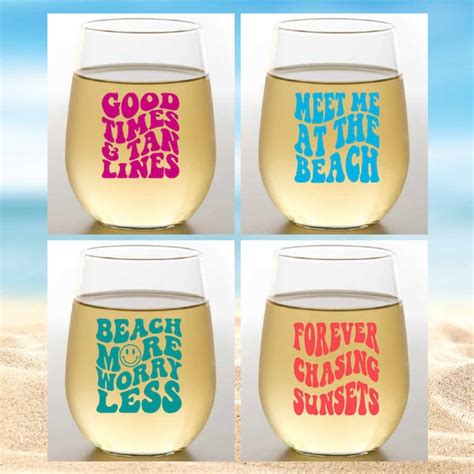 Beach Wine Glasses Etsy