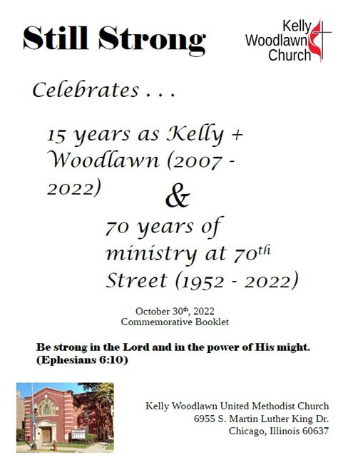 Anniversary Day Commemorative Booklet Kelly Woodlawn United