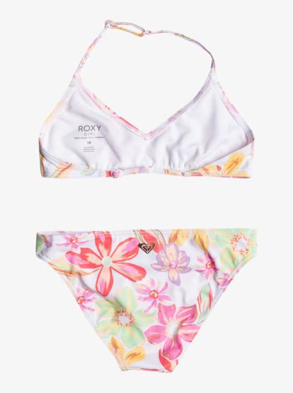 Tropical Time Triangle Two Piece Bikini Set For Girls 7 16 Roxy