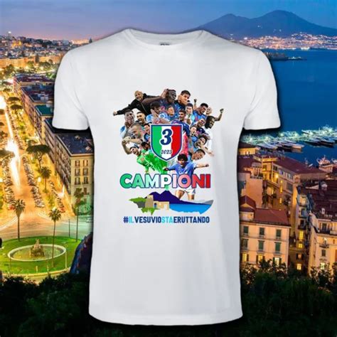 T Shirt Maglia Napoli Campione D Italia Vesuvio Scudetto Uomo