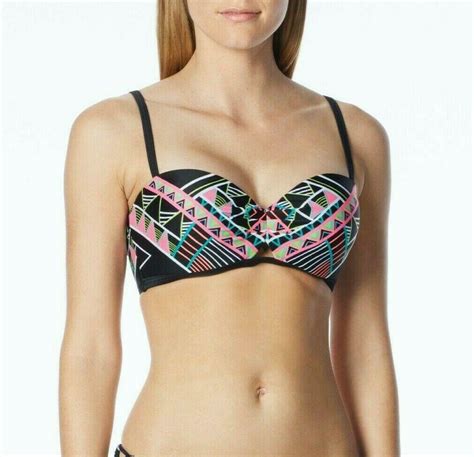 NWT Coco Rave Peek A Boo Printed U Wire Bikini Swimsuit Top 34 36 C Cup