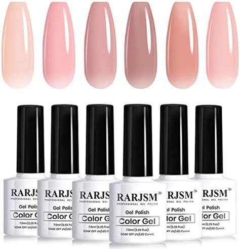 Amazon Rarjsm Nude Gel Polish Set Jelly Pink Collection Of Transparent Natural Colors