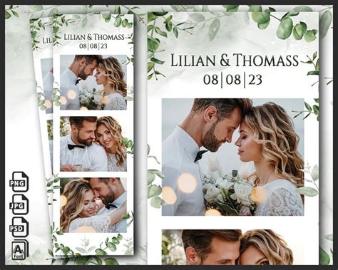 Wedding Photo Booth Template Eucalyptus Photobooth Boho Greenery Frame