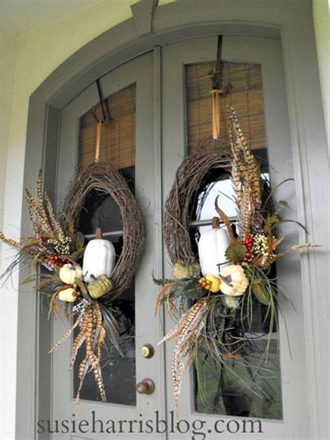 Fall Outdoor Decorating Ideas Front Door Wreaths Diy Double Door