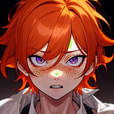 Erikku Male Short Ginger Hair Freckles Right Eye