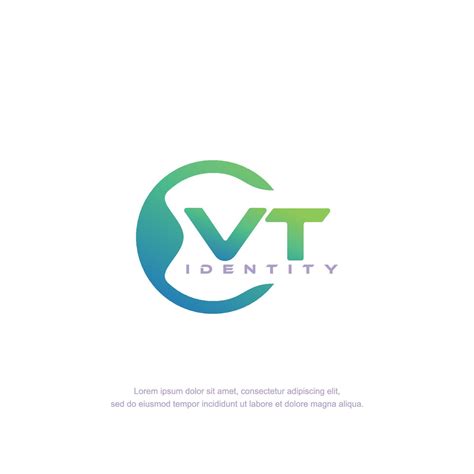 vector de plantilla de logotipo de línea circular de letra inicial vt