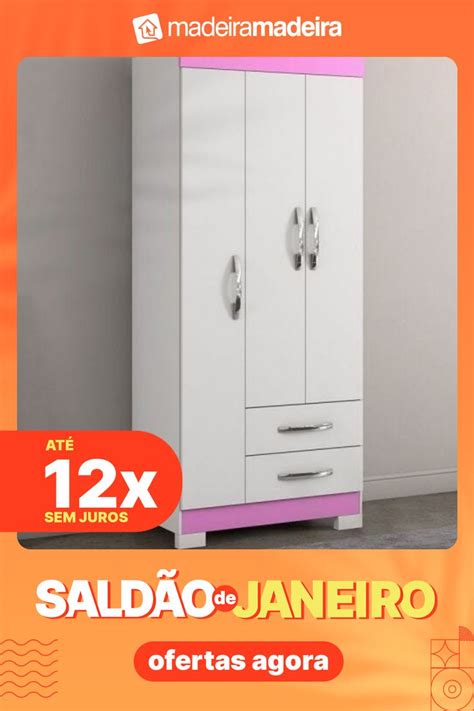 Guarda Roupa Infantil 3 Portas 2 Gavetas Nt5000 Flex Rosa Branco