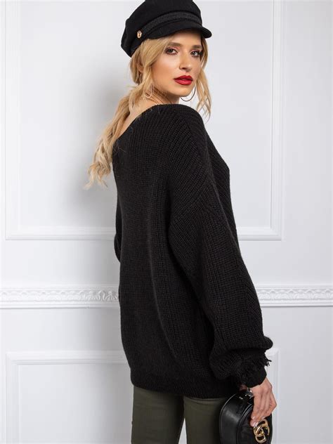 By O La La Czarny Sweter Damski Sweter Oversize Sklep Ebutik Pl