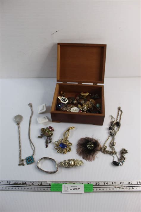 Wooden Jewelry Box, Necklaces, Bracelets, Tie Pins and Misc. - Bodnarus