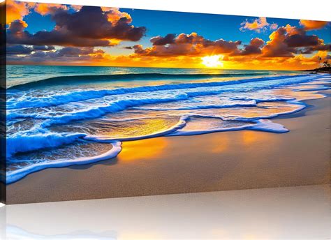 Amazon Tutubeer Pcs Wall Decor Beach Ocean Pictures Sunrise Over