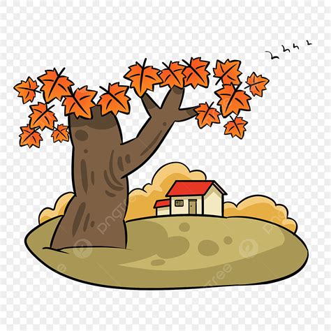 Otoñal Color Del Otoño Dibujos Animados Árbol Grande PNG dibujos