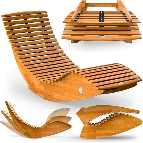 CASARIA JAVA Rocking Wooden Garden Lounger 195x60x93cm FSC