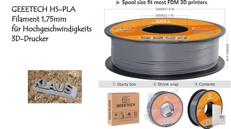 Filamenttest Geeetech Hs Pla Filament Mm Grau F R