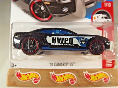 2016 Hot Wheels 211 HW Rescue HWPD 1 10 10 CAMARO SS Black W Black Pr5 Spoke Contemporary