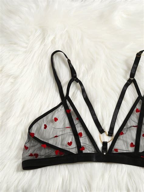 Is That The New Plus Heart Pattern Sheer Mesh Lingerie Set Romwe Usa