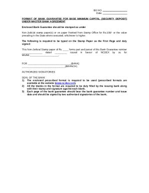 BANK GUARANTEE AT FOR SECURITY DEPOSIT Doc Template PdfFiller