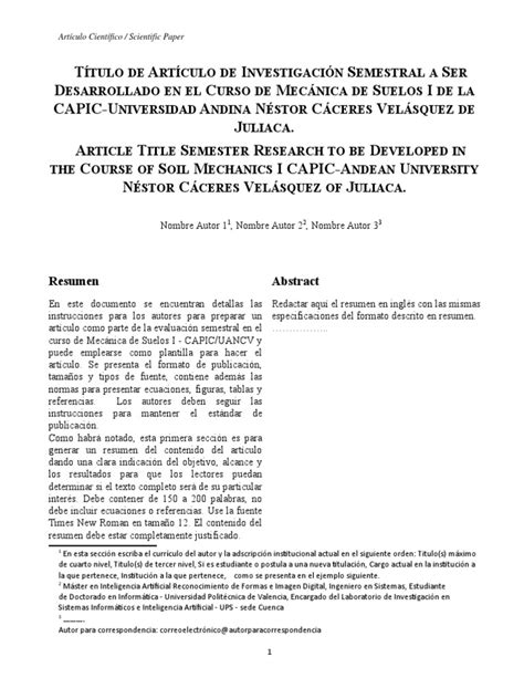 Plantilla De Articulo De Investigacion Mdsi 2015 I Sumario