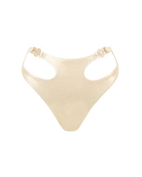 Nude U Cut Out Thong High Rise Bikini Bottom XS Vivien Vance