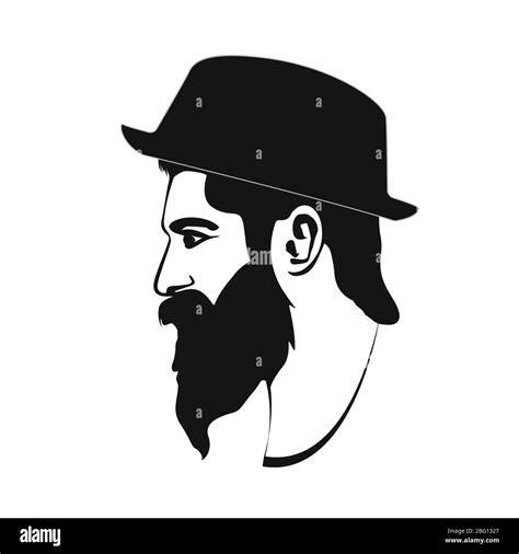 Vector Portrait Of Bearded Hipster Face Wearing Hat Looking Away Stock Vector Image And Art Alamy