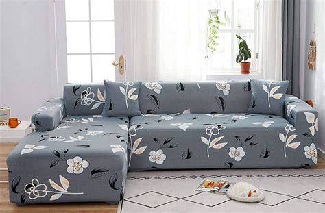 Stretch Sectional Couch Covers L Shaped Sofa Slipcovers With Elastic