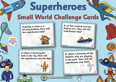 Eyfs Superheroes Small World Challenge Cards Grammarsaurus