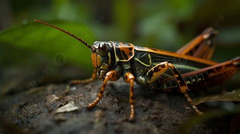 This Photo Shows An Orange And Black Grasshopper Background Yamato Spotted Grasshopper Hd