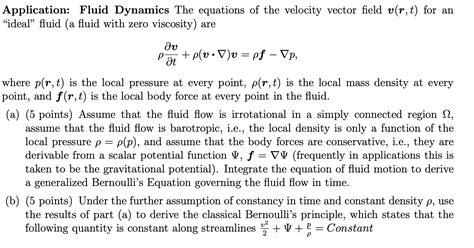 Application: Fluid Dynamics The equations of the | Chegg.com