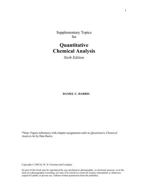 Quantitative Chemical Analysis WH Freeman