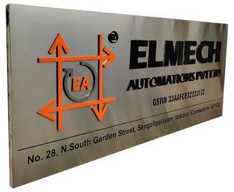 Silverblack And Orange Rectangle Outdoor Stainless Steel Sign Board