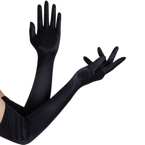 Spooktacular Creations Elegant Halloween Costume Opera Gloves 20s Satin Dress Gloves For Women