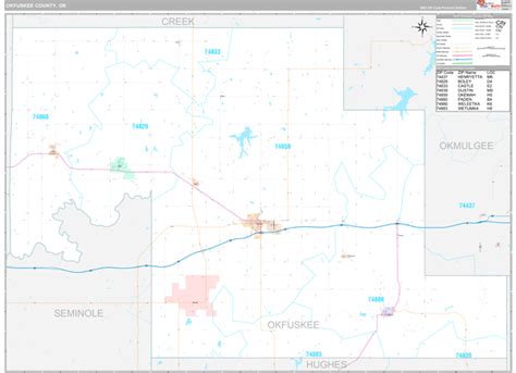 Okfuskee County, OK Wall Map Premium Style by MarketMAPS - MapSales