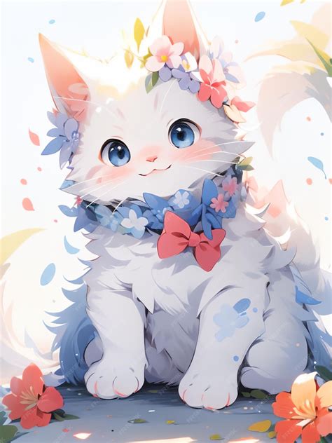 Premium Photo | Cute cat anime art styles