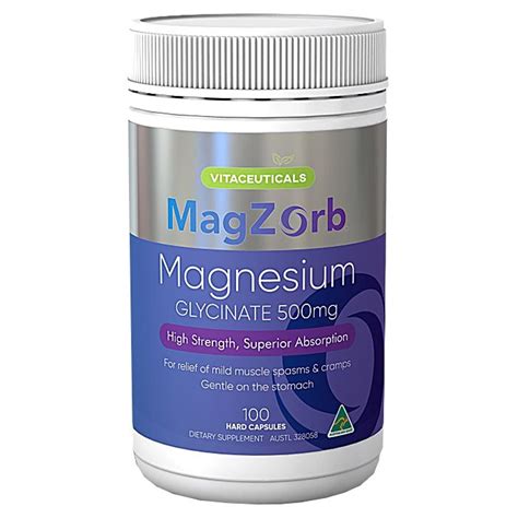 Vitaceuticals MagZorb Magnesium Glycinate 500mg 100 Capsules Healthylife