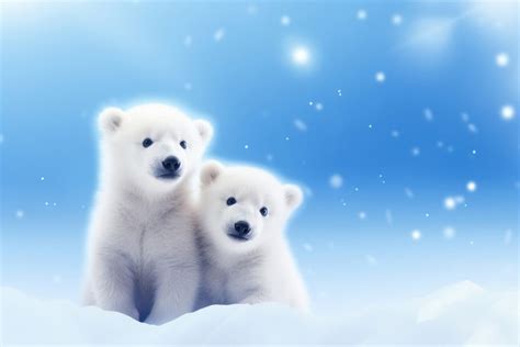 Cute Polar Bears Cub Wildlife Free Photo Illustration Rawpixel