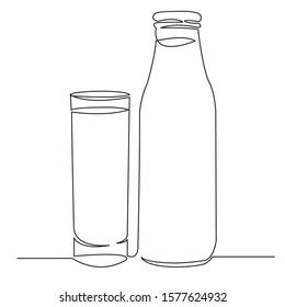 Side View Drawing Bottle Glass Liquid Stock Vector Royalty Free 696615775