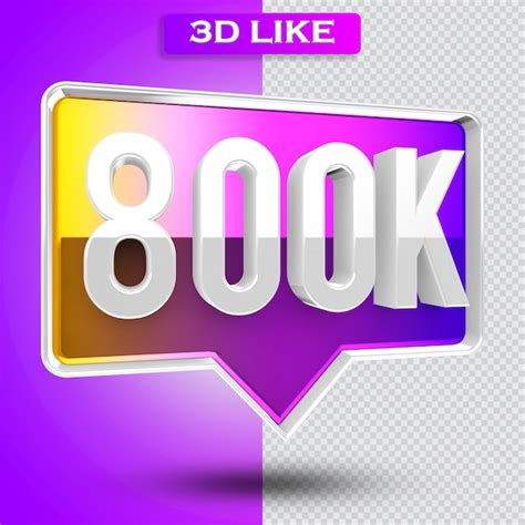 3d Icono Instagram 800k Seguidores Render Archivo PSD Premium