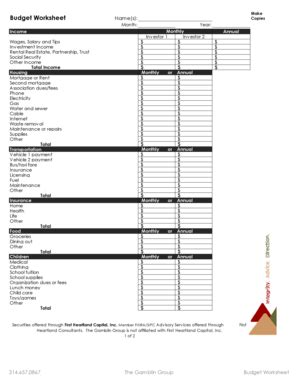 Fillable Online Bmonthly Budgetbxlsx Home Fax Email Print Pdffiller