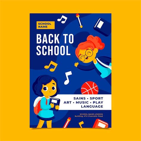 Free Vector Flat Back To School Vertical Poster Template