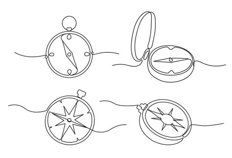 Premium Vector | Traveller compass of different design Single one line ...