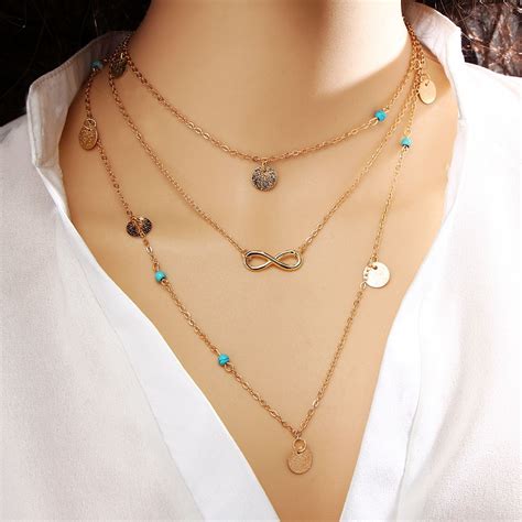 17km New Multi Layer Gold Color Tassel Infinity Necklace For Women Body