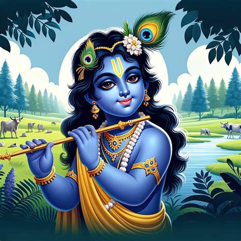 Premium Photo Indian Hindu God Lord Krishna Beautiful Realistic