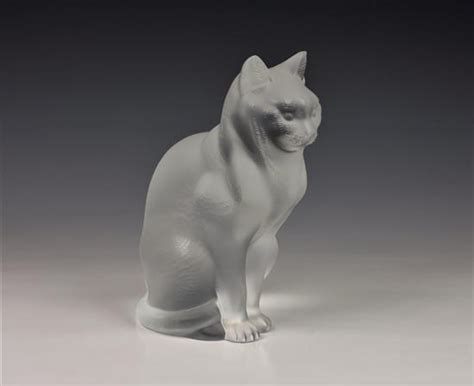 Lot A Lalique Frosted Glass Model Of A Seated Cat Chat Assis