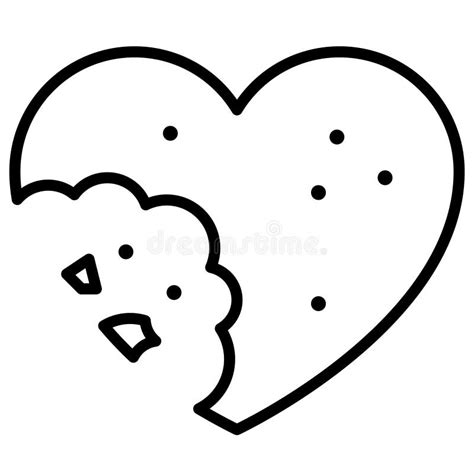 Amor Por El Icono De La Galleta Mordida En Forma De Corazón Y Vector