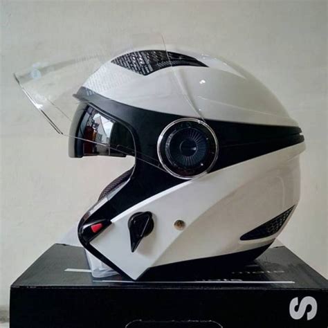 Jual HELM ZEUS 610 WHITE DOBEL VISOR HELM HONDA PCX PUTIH ZEUS ZS 610