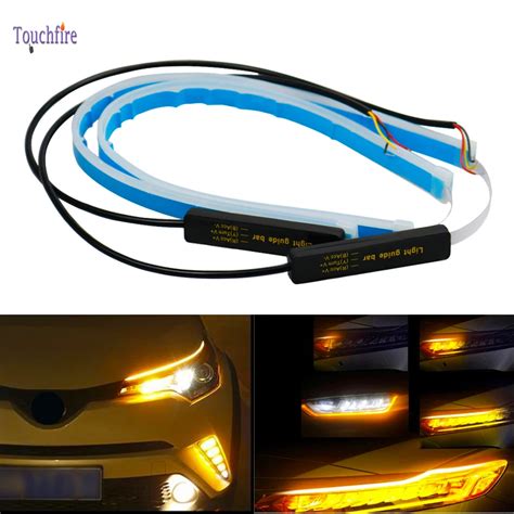 2pcs Auto Lamps For Car Flexible Led Drl Daytime Running Light Flow Headlight Led Strip Turn